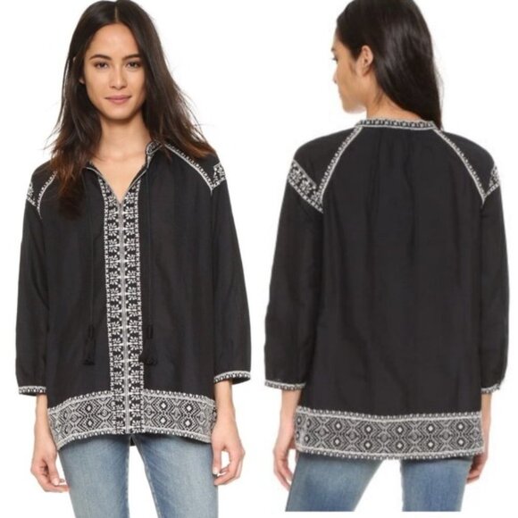 Madewell Camelia Boho Tassel Tunic Embroidered Top‎ Size XS Bohemian Peasant - Picture 1 of 7